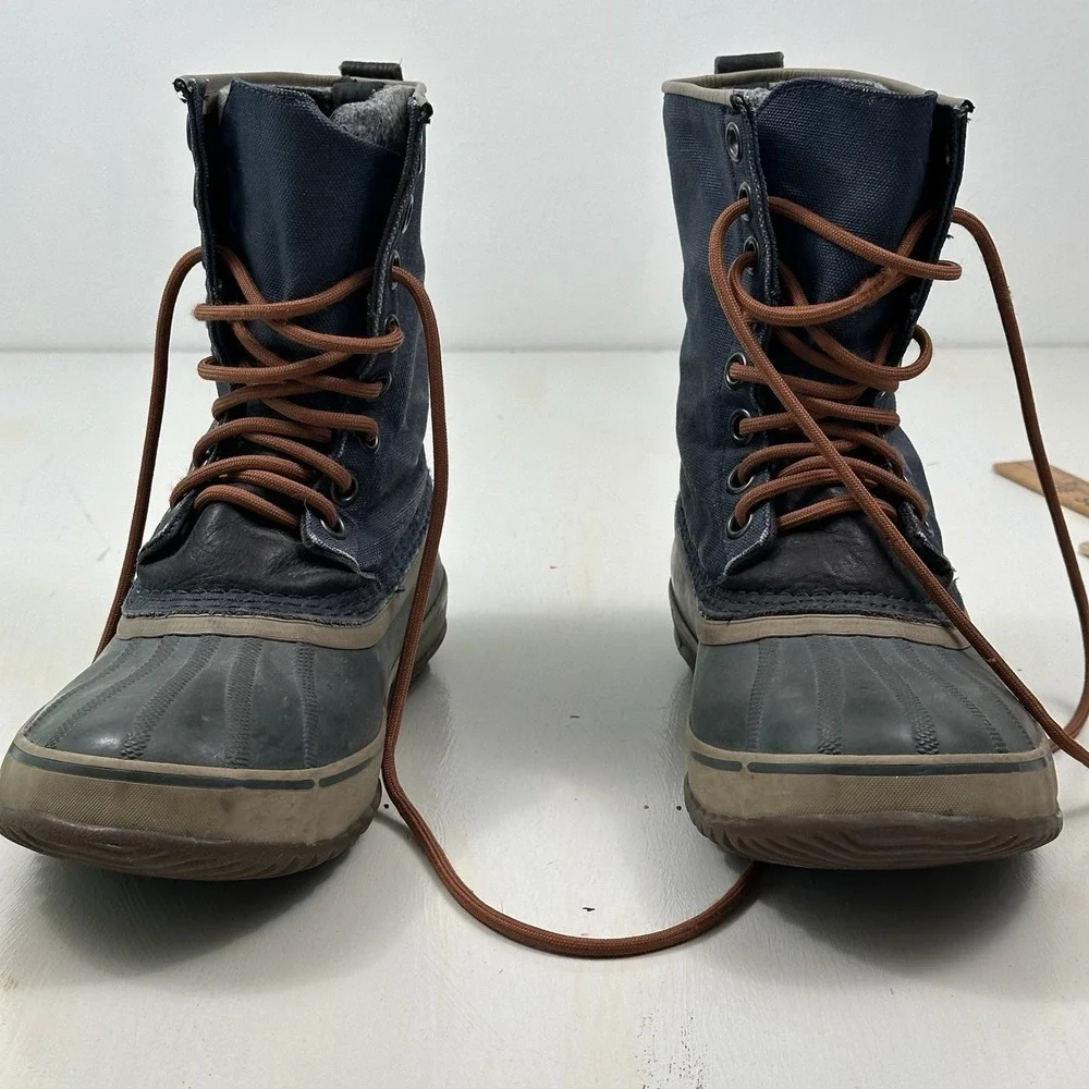 Sorel 1964 Premium T Lined Boots Men 8 Navy Blue Canvas‎ Waterproof Nm1560 464